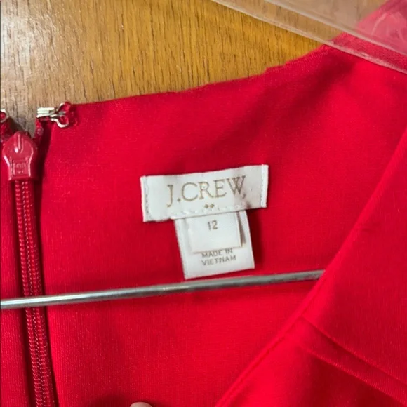 J CREW Red Short Sleeve Flounce Ponte Dress - Picture 4 of 5